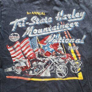 Vintage 80s Tri-State Harley Mountaineer National Shirt